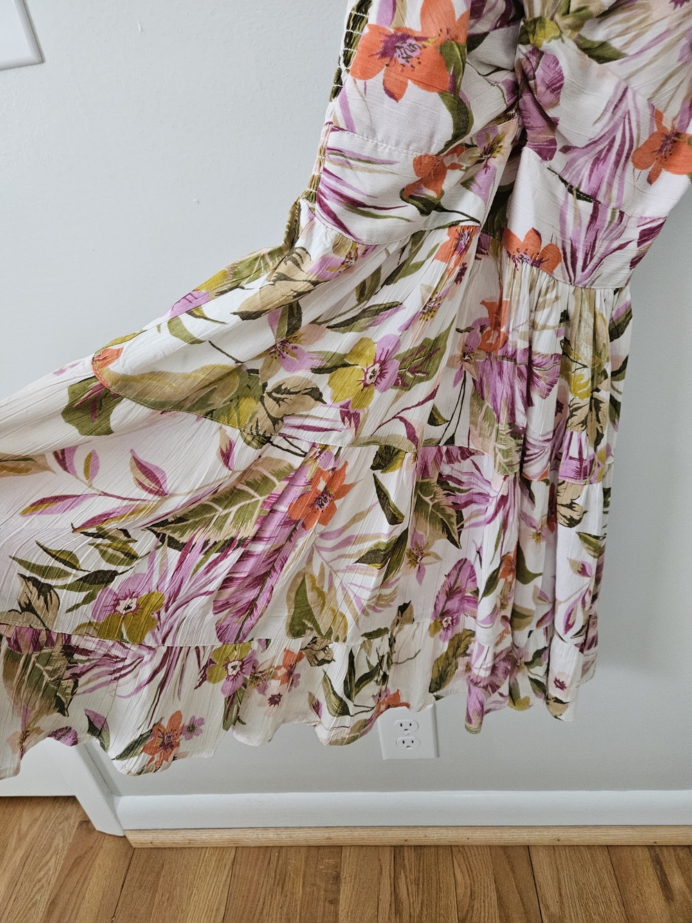 Angie White Mini Dress with Pink, Orange & Green Floral Print - Picture 2 of 5